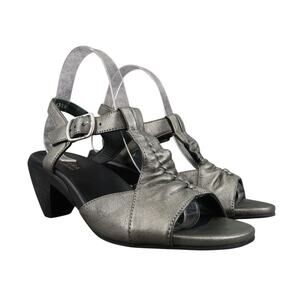 Ziera Shoes Womens 36 Heel Sandal Leather Ankle Strap Open Toe Fashion Dash Gray